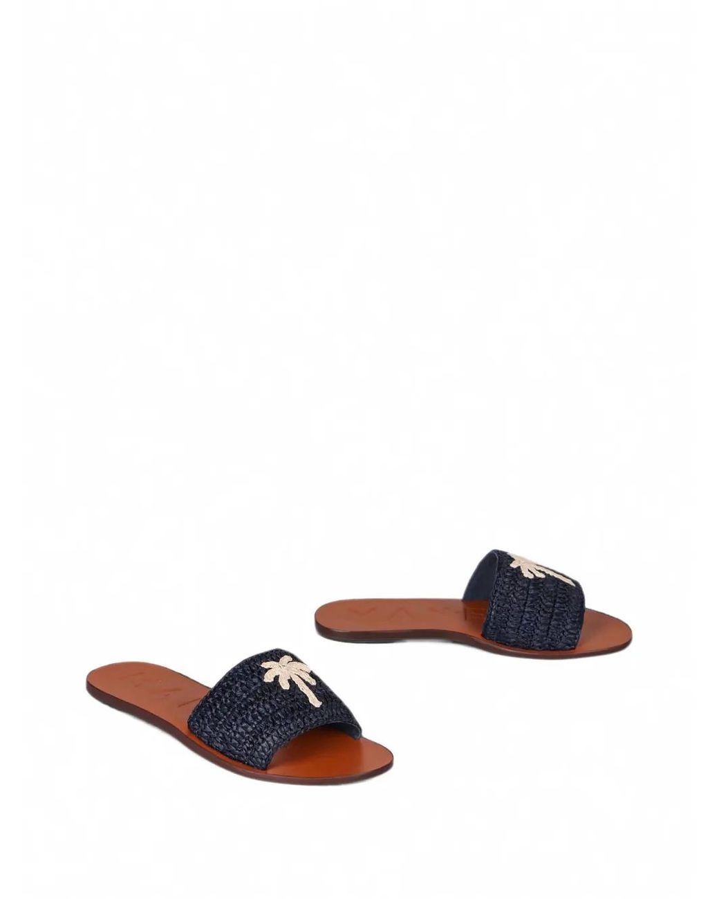 Manebí White Palm-Tree-Patch Woven Sandals