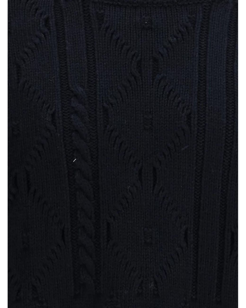 NAMACHEKO Blue Osterly Cable-Knit Elbow-Patch Sweater for men
