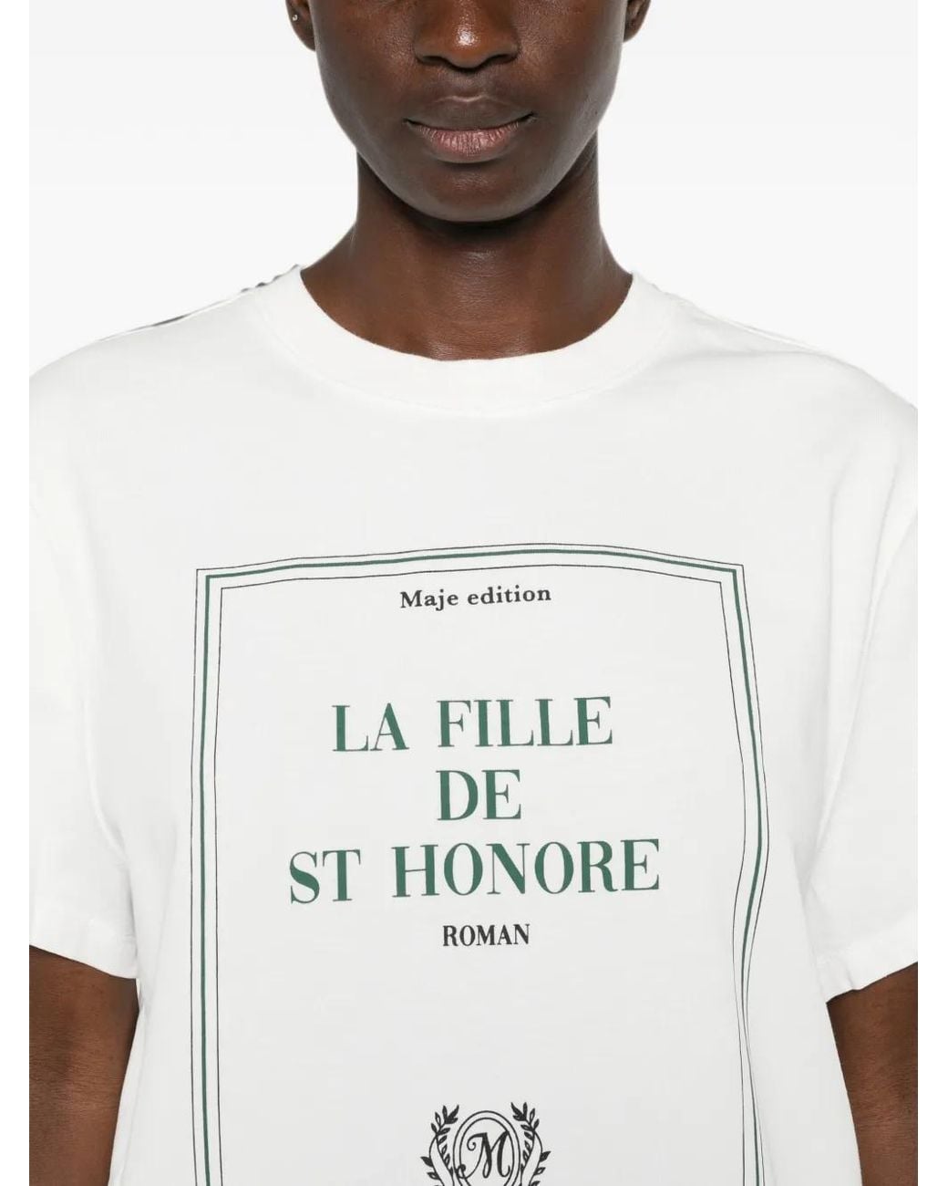 Maje White T-Shirt À Imprimé Graphique