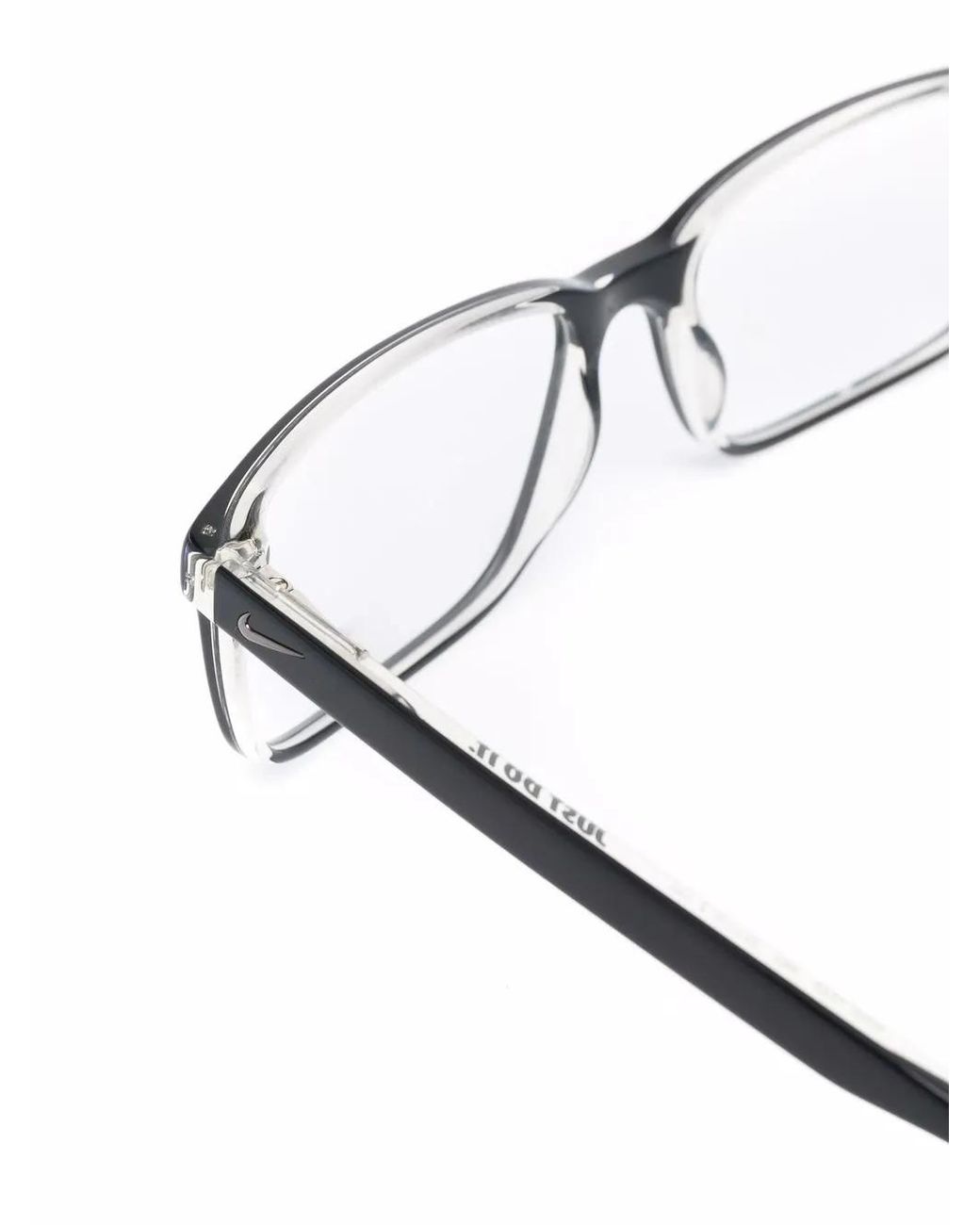 Nike Brown Rectangle-Frame Logo-Print Glasses