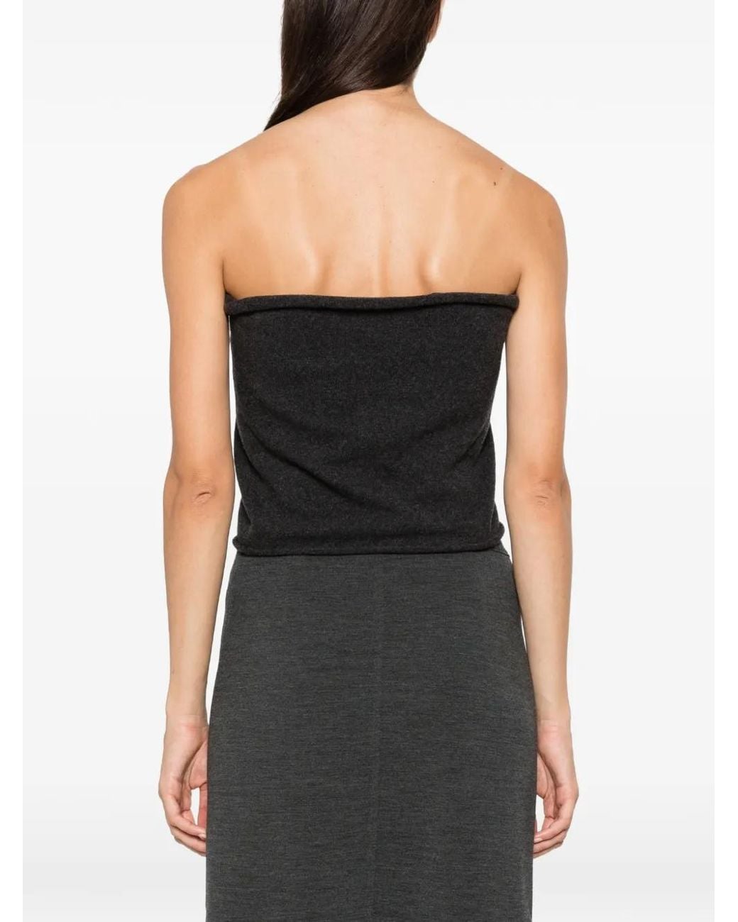 Agl Attilio Giusti Leombruni Black Strapless Top