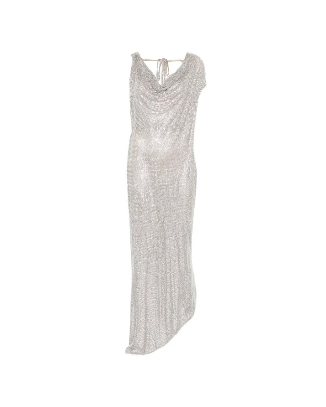 GIUSEPPE DI MORABITO White Cowl Asymmetric Dress