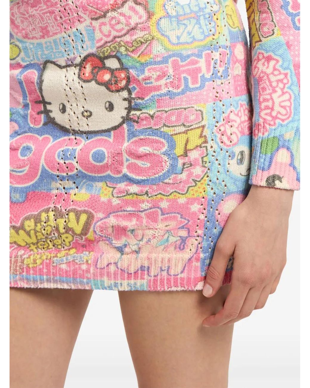 Gcds Pink Hello Kitty Knit Mini Skirt