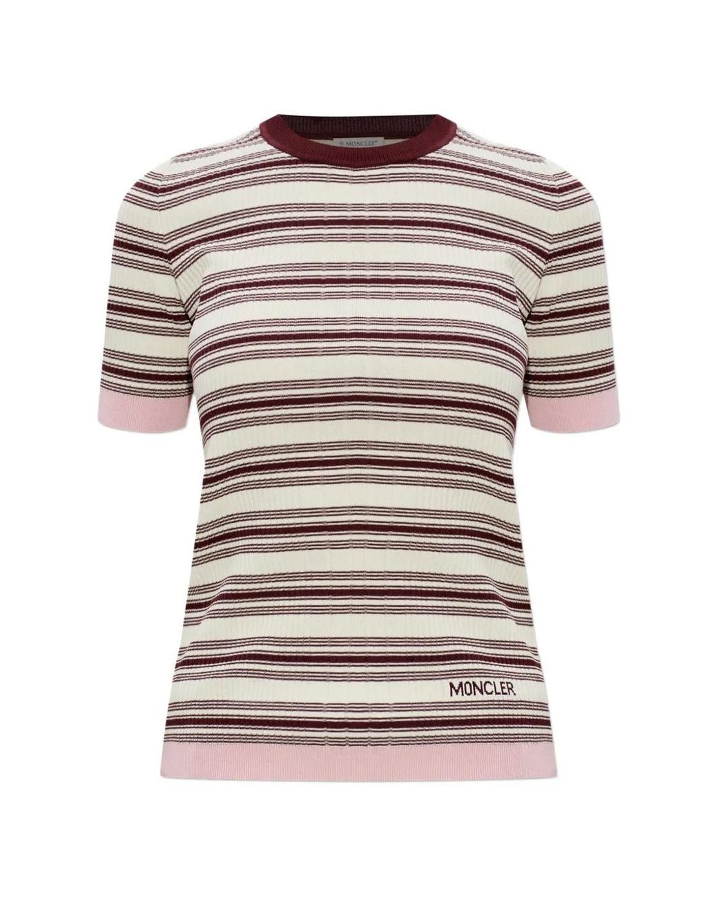 Moncler White Striped Knitted T-Shirt