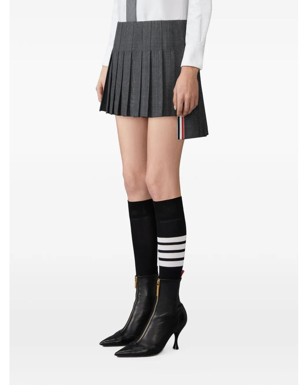 Thom Browne Gray High Twist Wool Low-Rise Pleated Mini Skirt