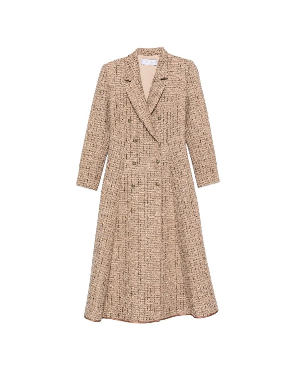 DE SANTIS Natural Manteau Croisé À Revers Crantés
