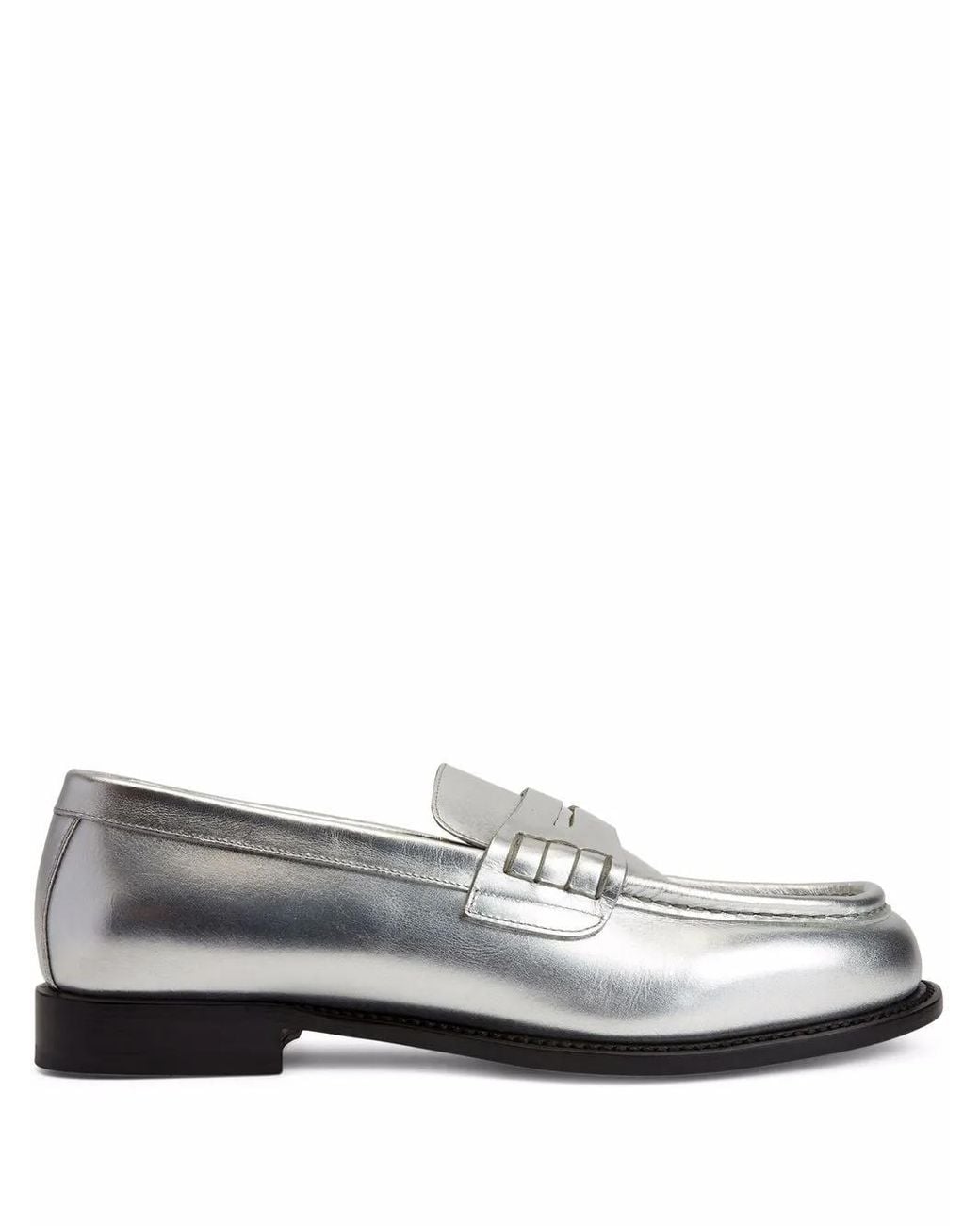 Giuseppe Zanotti White Euro Metallic-Effect Leather Loafer for men