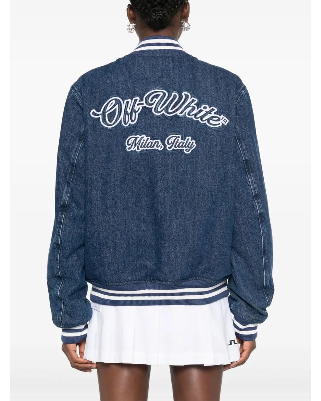 Off-White c/o Virgil Abloh Blue Off- Logo-Embroidered Jacket
