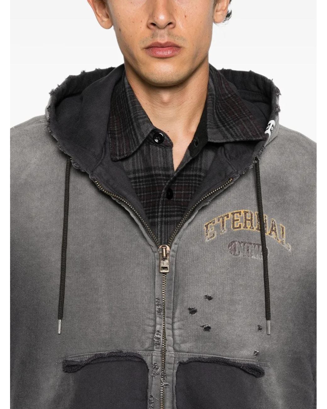 Maison Mihara Yasuhiro Gray Sun Faded Like Zip-Up Hoodie for men
