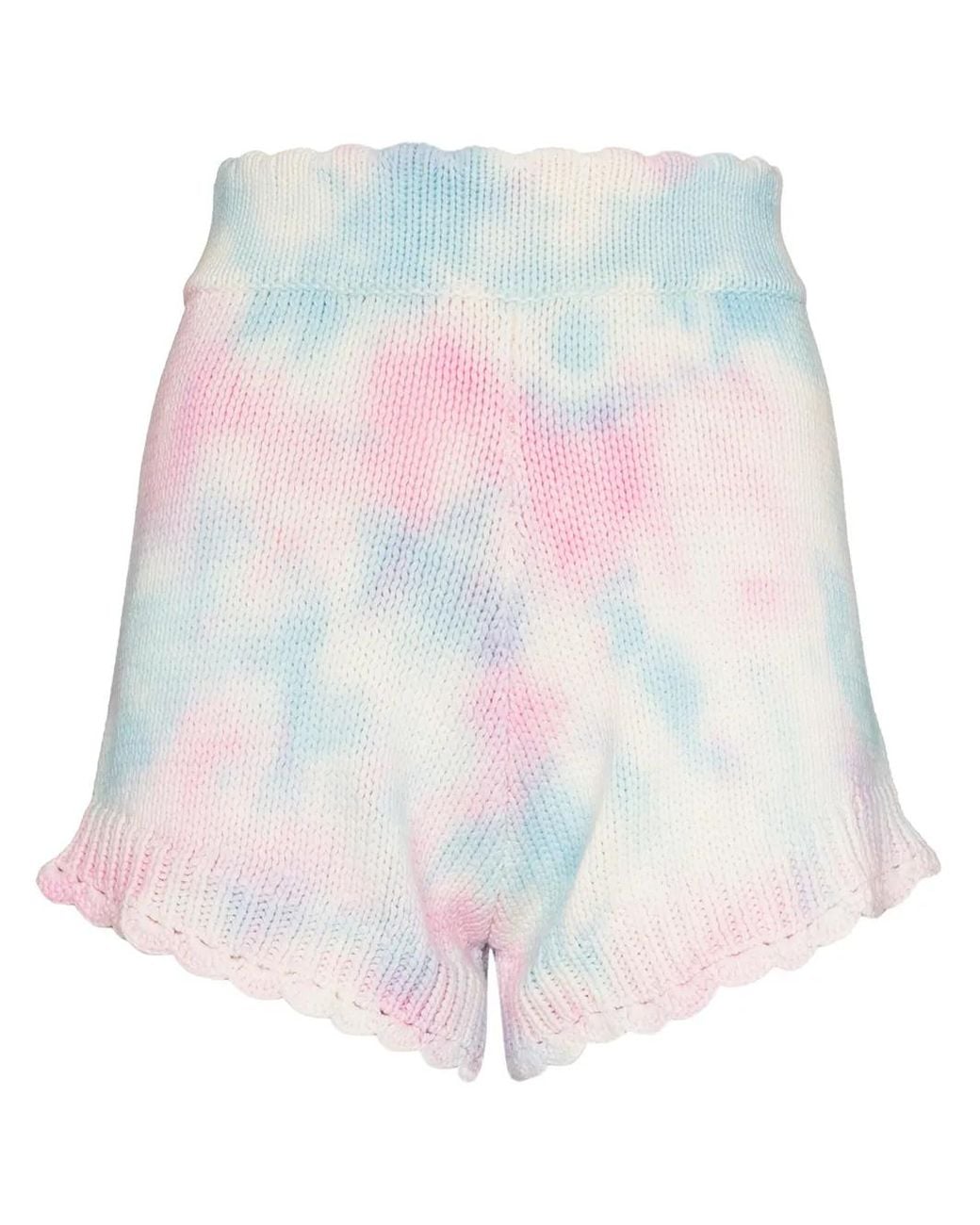 LoveShackFancy White Karissa Knitted Tie-Dye Shorts