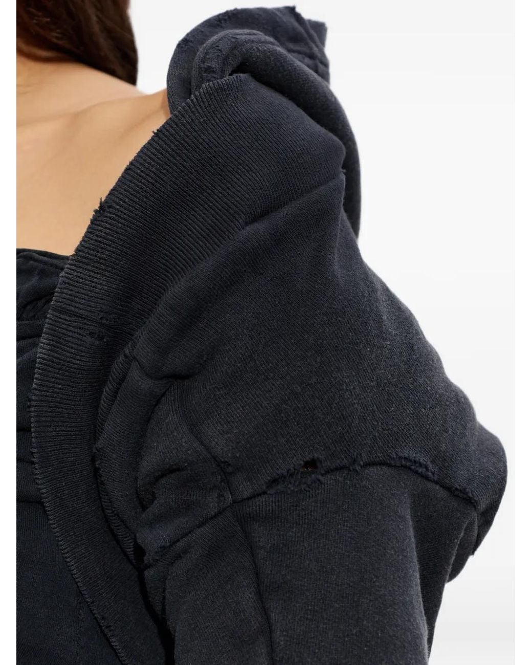 Balenciaga Black Gathered Long-Sleeves Hoodie