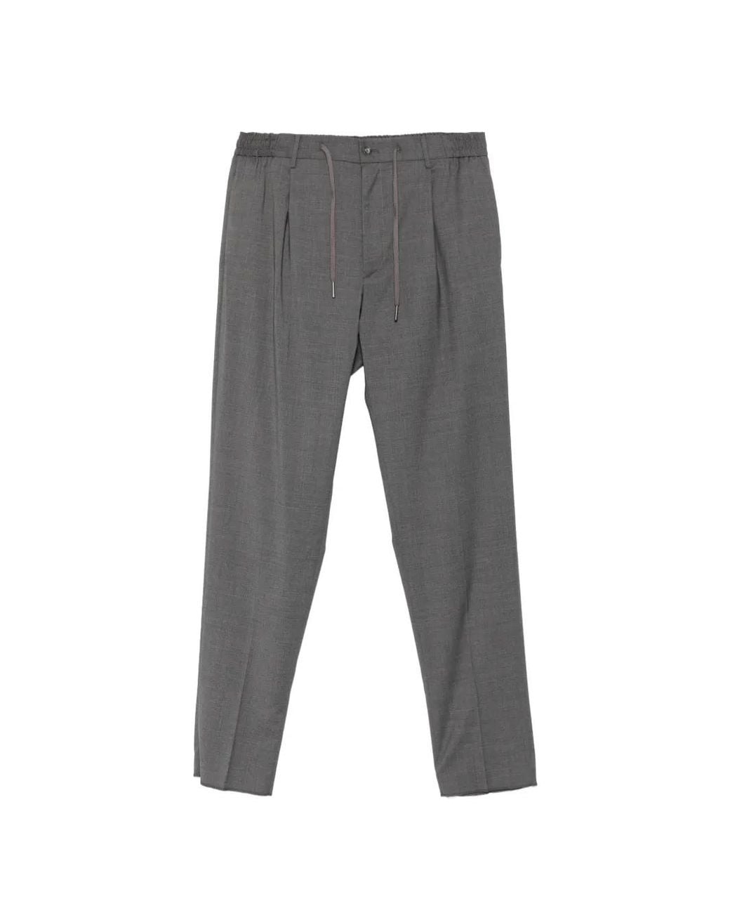 Tagliatore Gray Pleated Drawstring Trousers for men