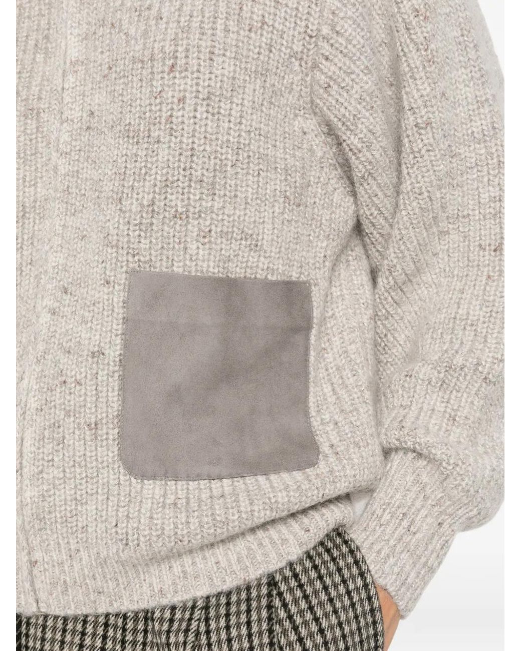 Fabiana Filippi White Zip-Up Patch-Pocket Cardigan