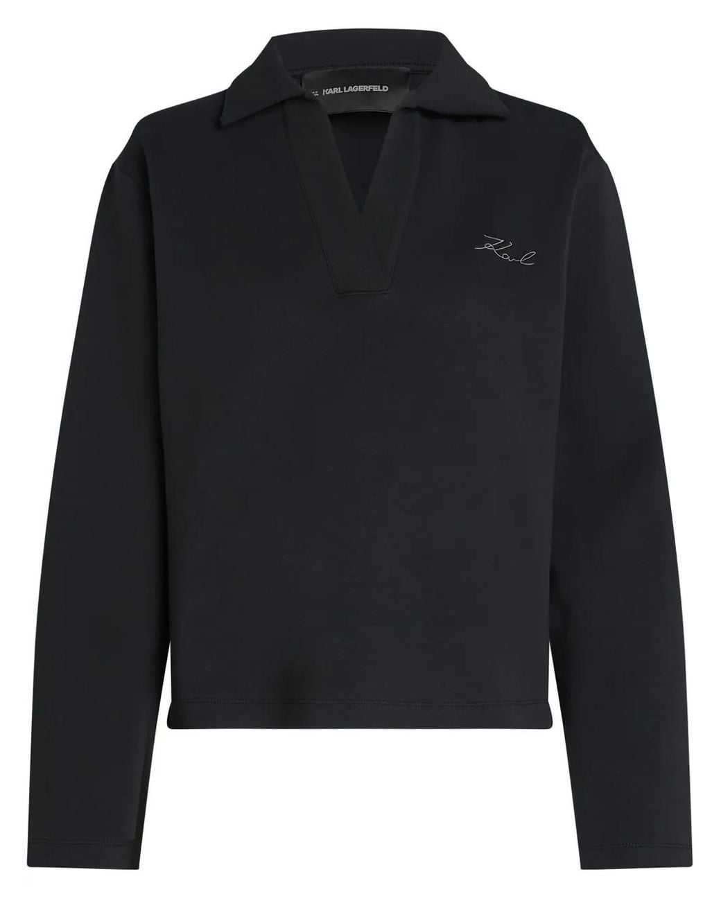 Karl Lagerfeld Black Logo-Print V-Neck Sweatshirt