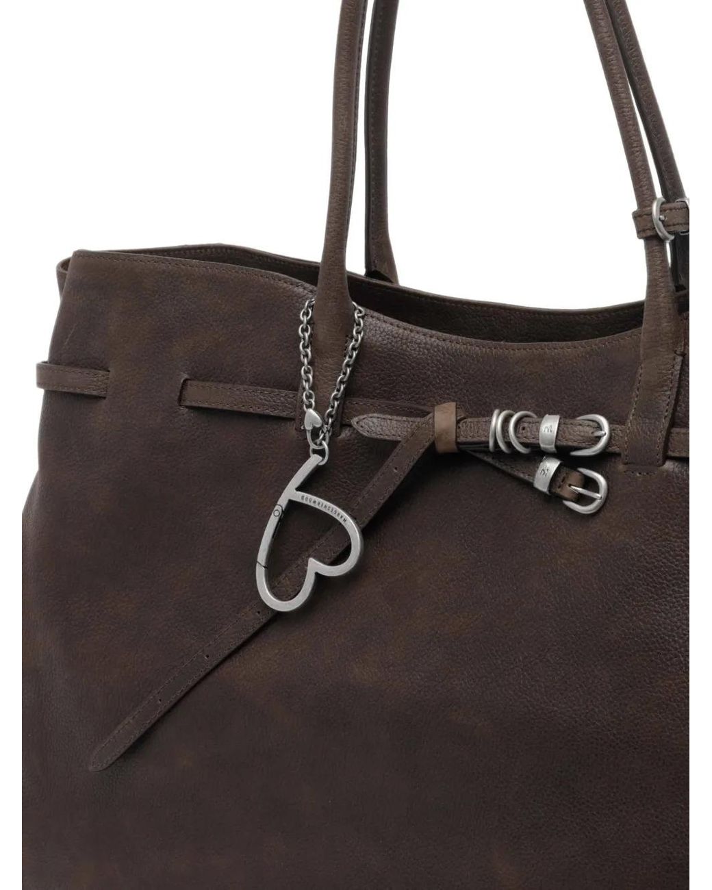MARGE SHERWOOD Black Buckle-Detail Heart-Charm Shoulder Bag