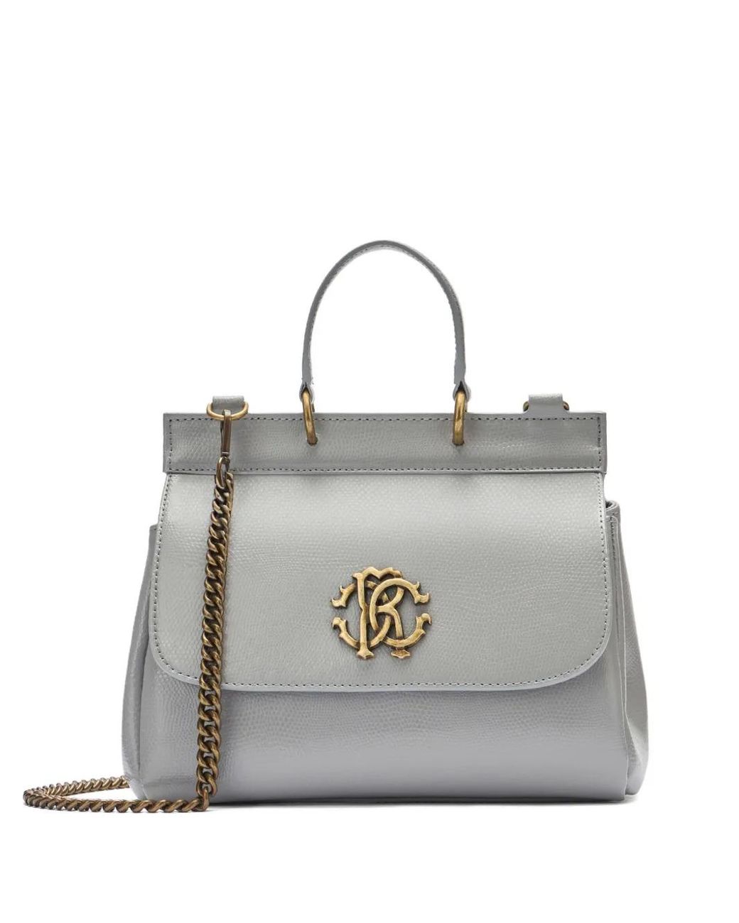 Roberto Cavalli Monogram Rc-Plaque Tote Bag in Gray | Lyst