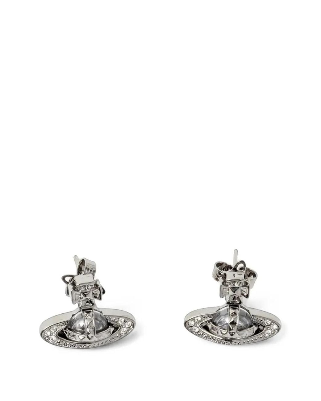 Vivienne Westwood White Pina Bas Relief Orb Earrings