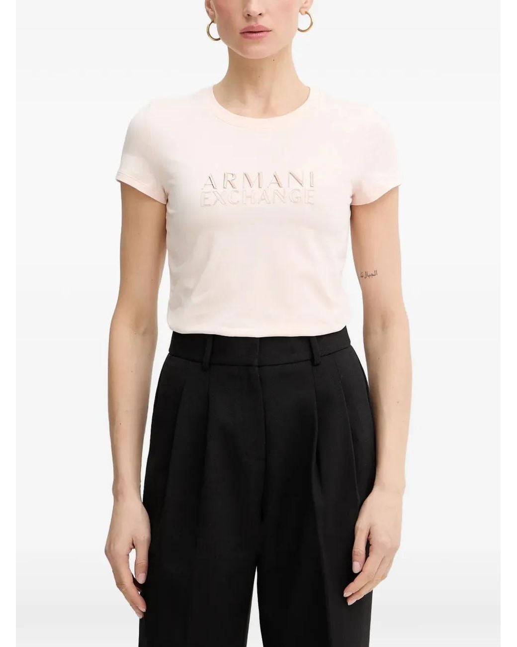 ARMANI EXCHANGE White Logo-Embroidered T-Shirt