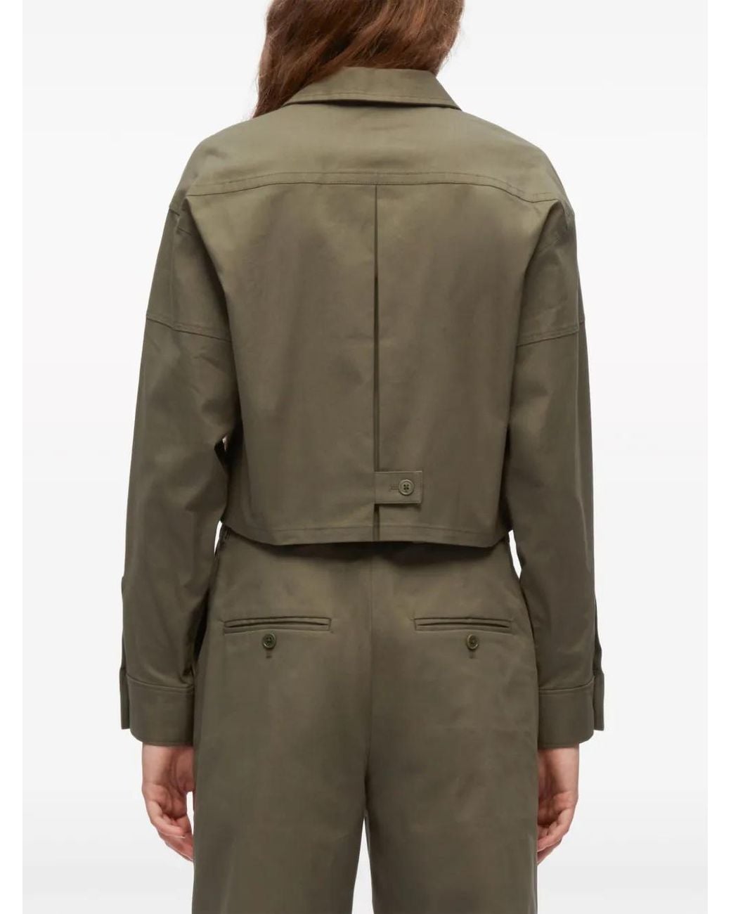 3.1 Phillip Lim Green Long-Sleeve Cropped Shirt