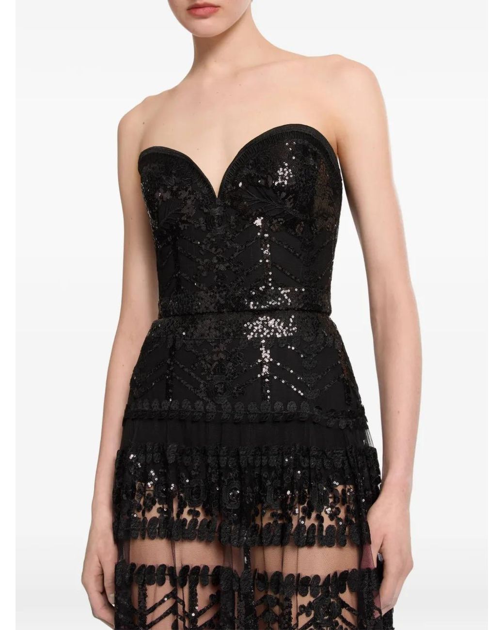 Elie Saab Black Sequin-Embellishment Maxi Dress