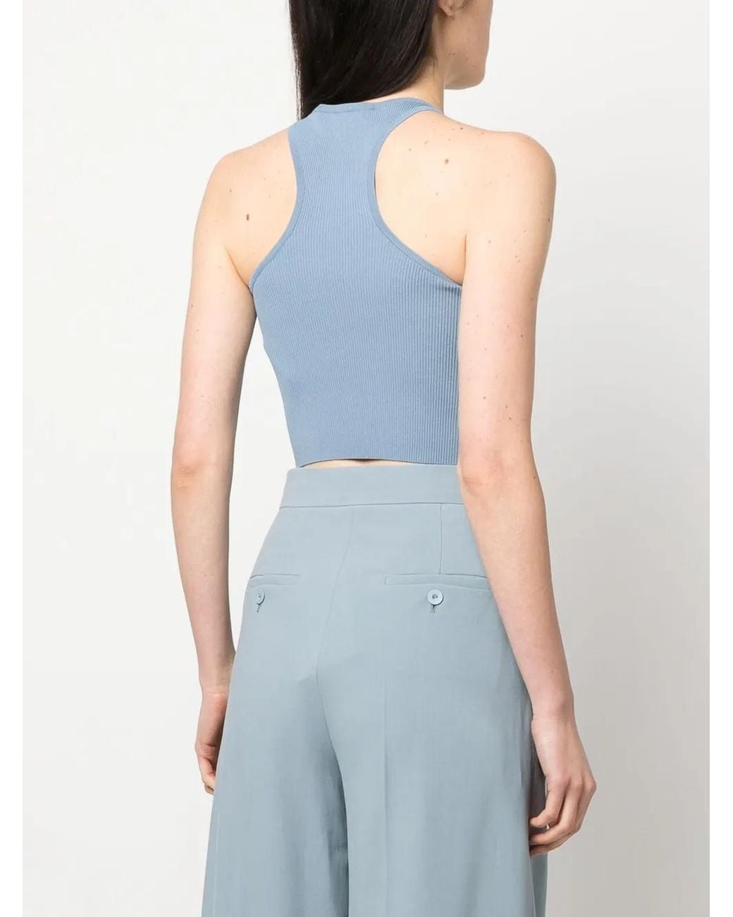 Max Mara Blue Knitted Racerback Tank Top