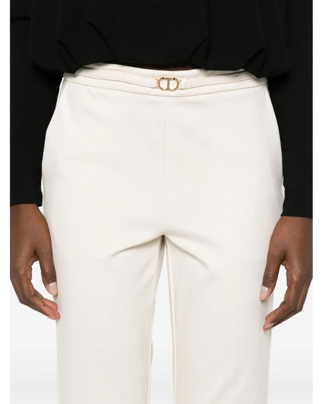 Twinset White Oval T Creased Trousers