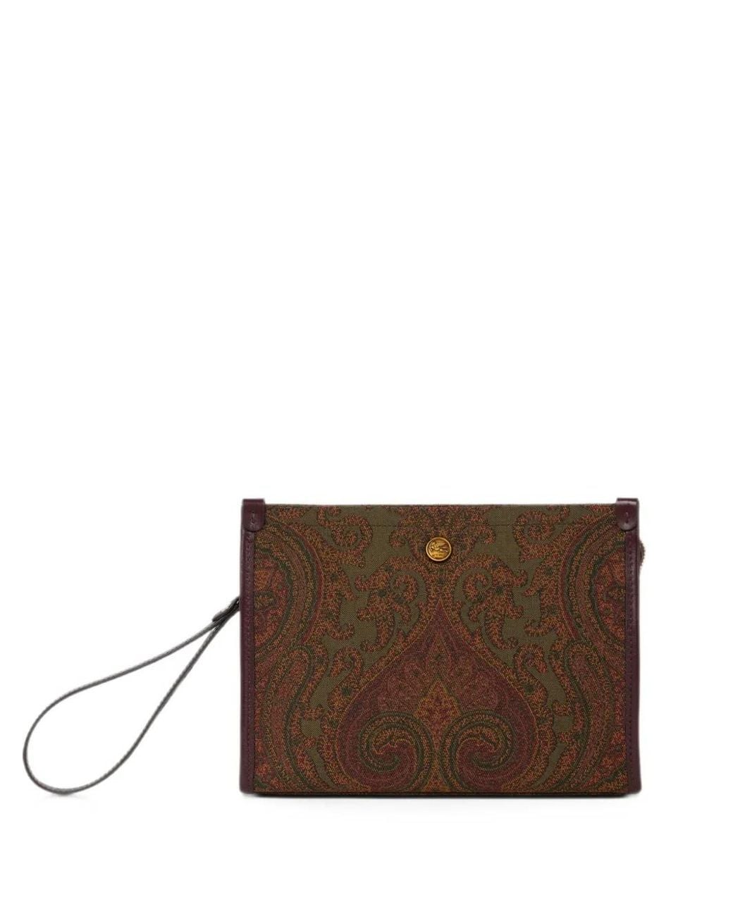 Etro Brown Pochette Moyenne En Jacquard Paisley