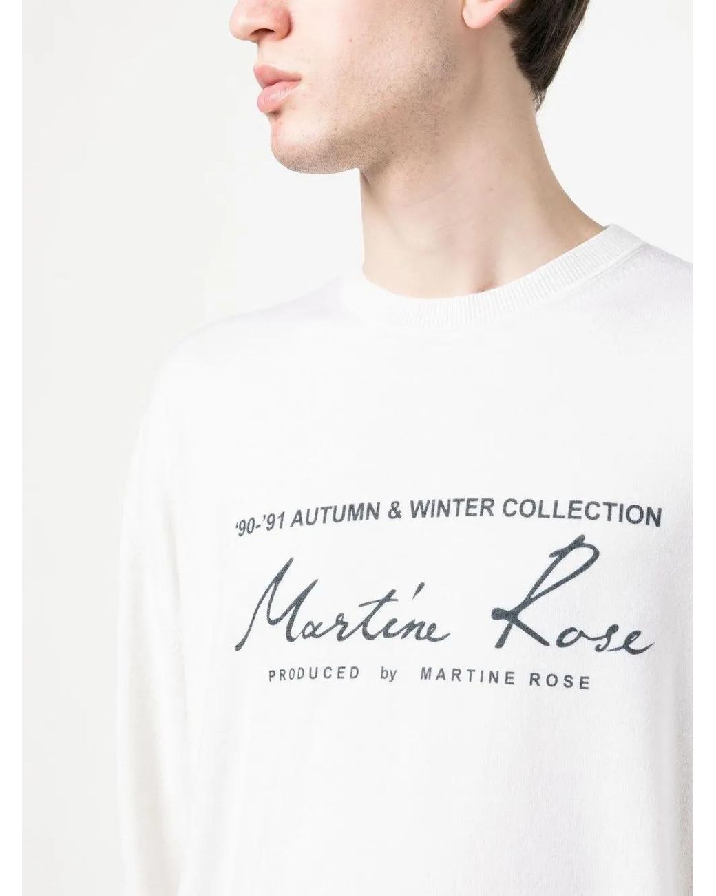 Martine Rose White Logo-Print Crewneck Sweatshirt for men