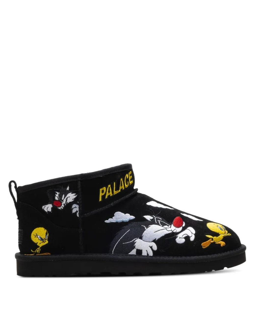 Ugg Black Ultra Mini Cartoon-Embroidered Boots for men