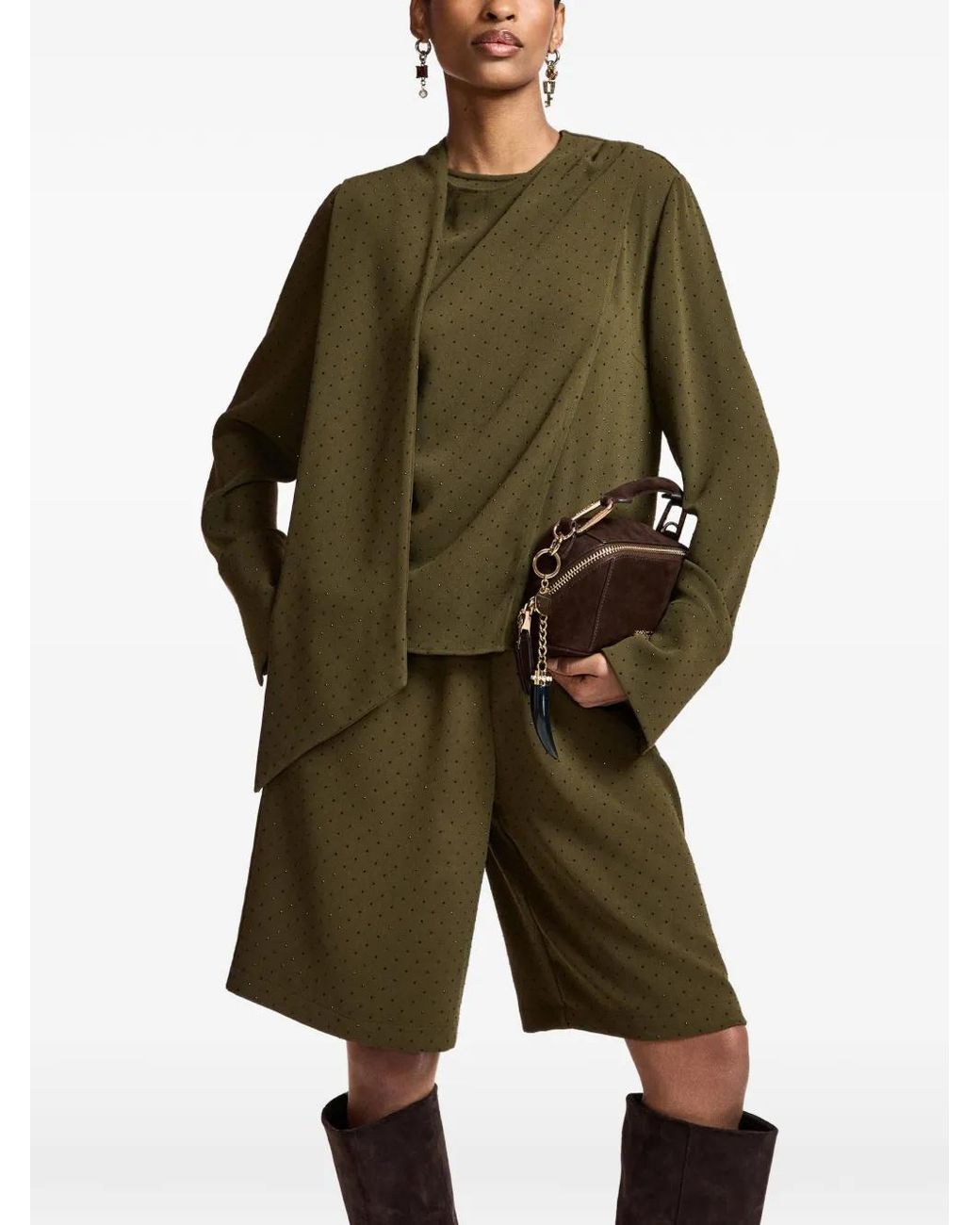 Essentiel Antwerp Green Haut Asymétrique À Ornements De Cristaux