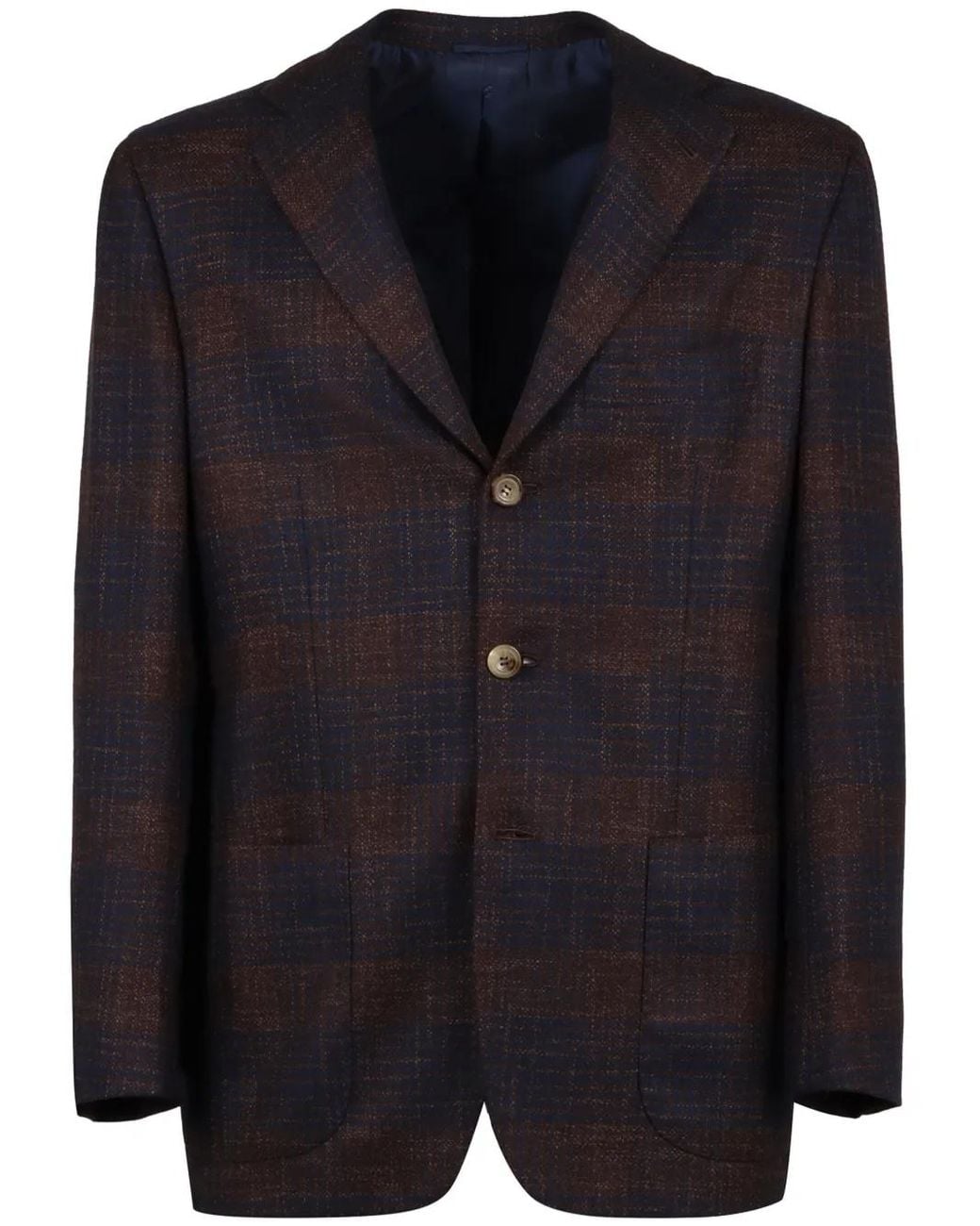 Kiton Black Check-Pattern Blazer for men