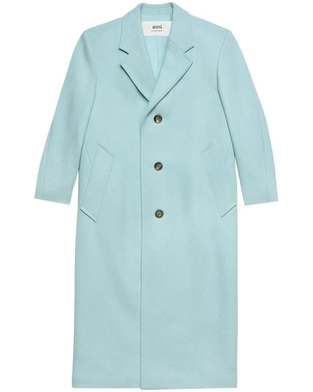 AMI Blue Single-Breasted Coat