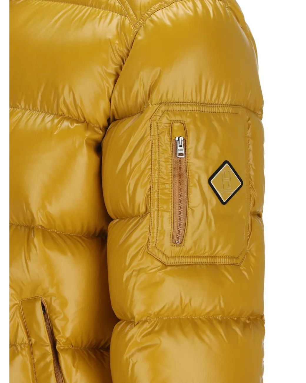 Herno Yellow Quilted-Hooded Padded Jacket for men