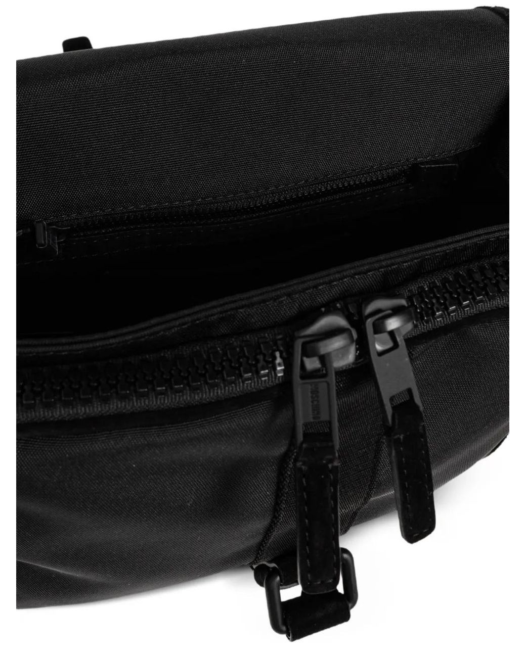 Moschino Black Logo-Plaque Messenger Bag for men