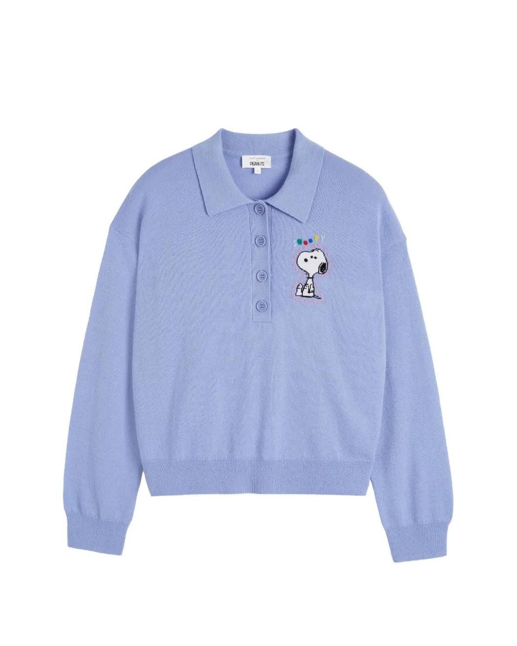 Chinti & Parker Blue Snoopy-Embroidered Polo Top