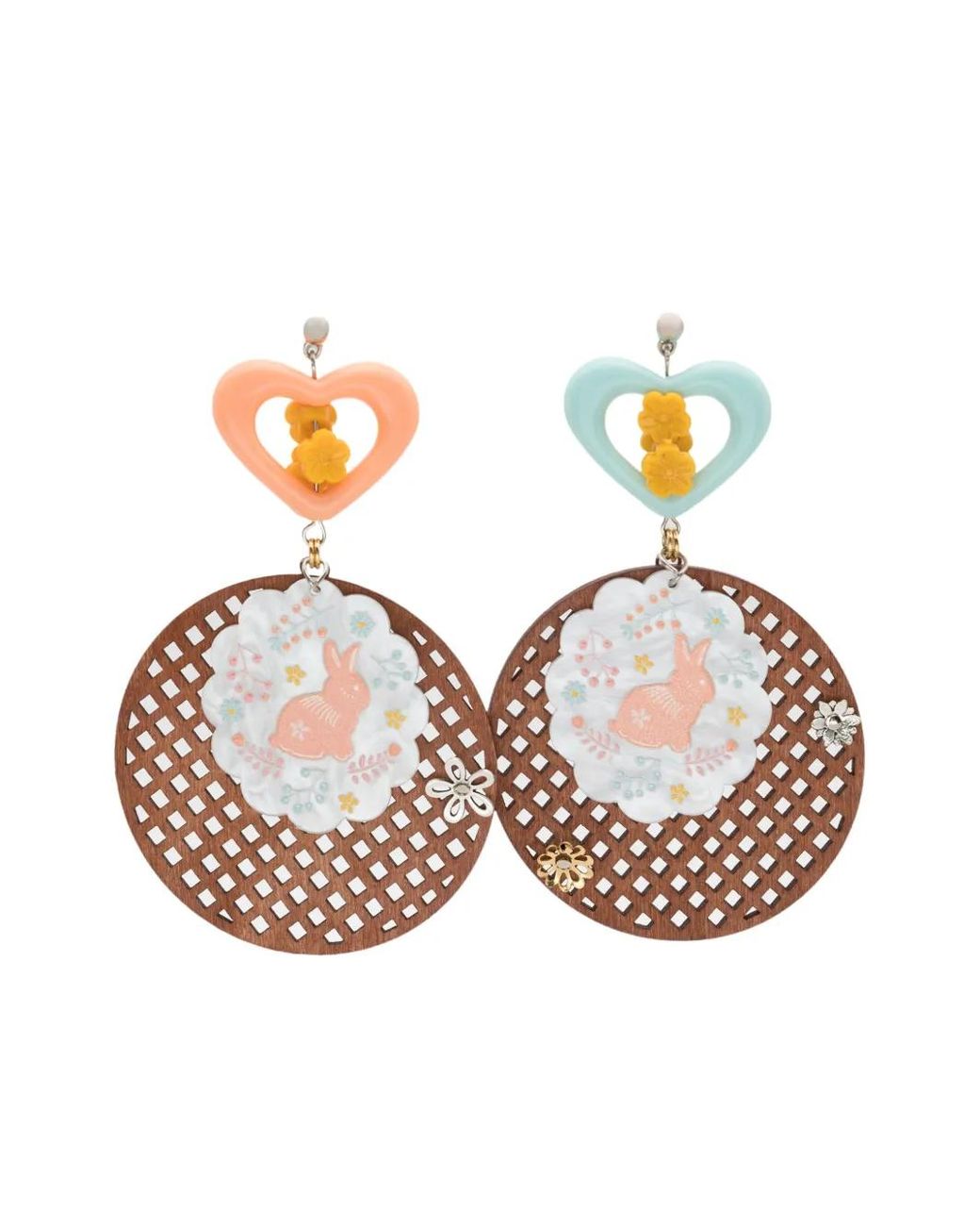 Amir Slama Pink Duck=Motif Drop Earrings