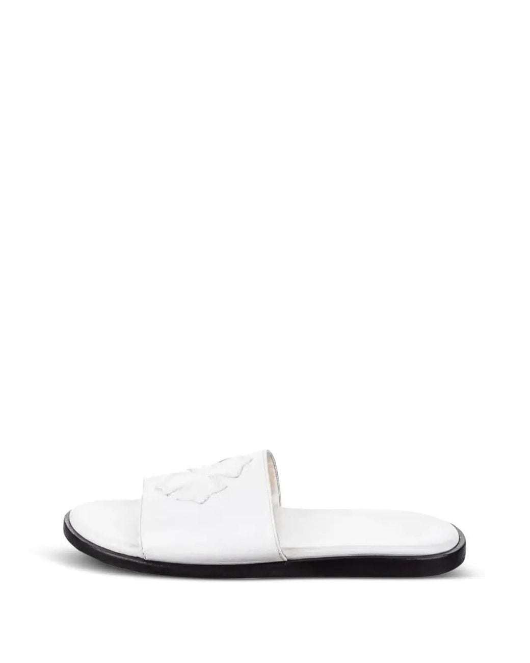 Chrome Hearts White Cross-Patch Leather Sandals for men