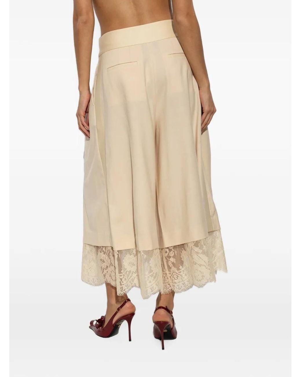 Zimmermann White Valiant Lace-Trim Pleated Trousers