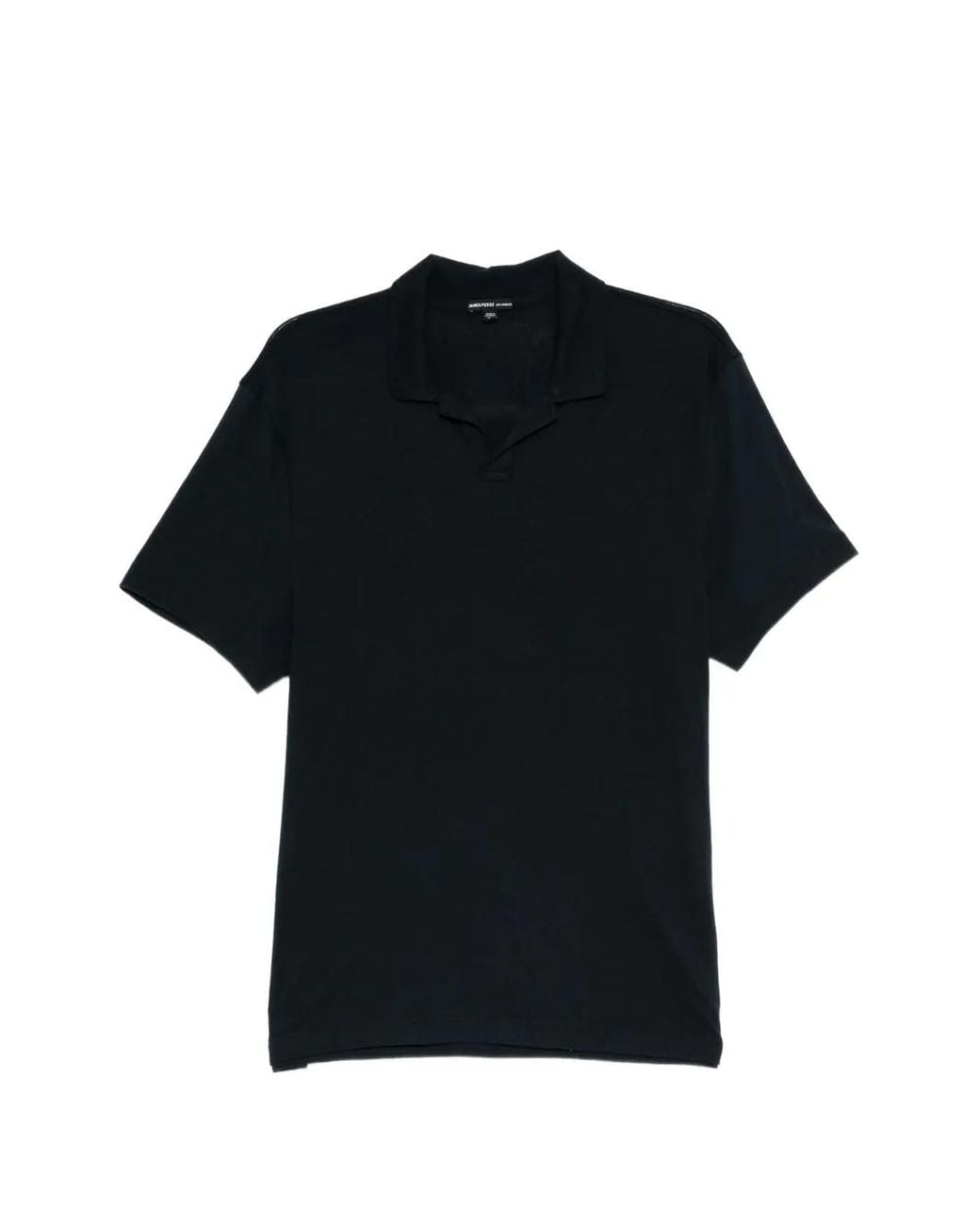 James Perse Black Open-Collar Short-Sleeve Polo for men
