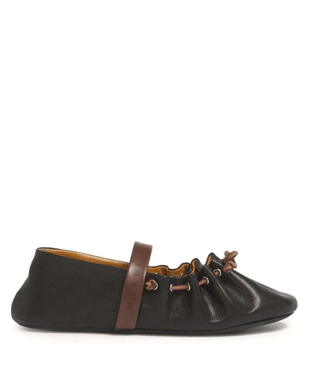Marni Black Leather Mary Jane Soft Ballerinas