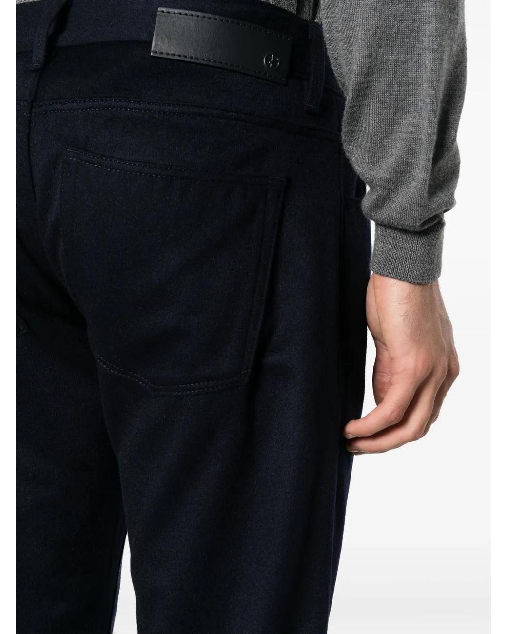 Giorgio Armani Blue Straight-Leg Cashmere Trousers for men