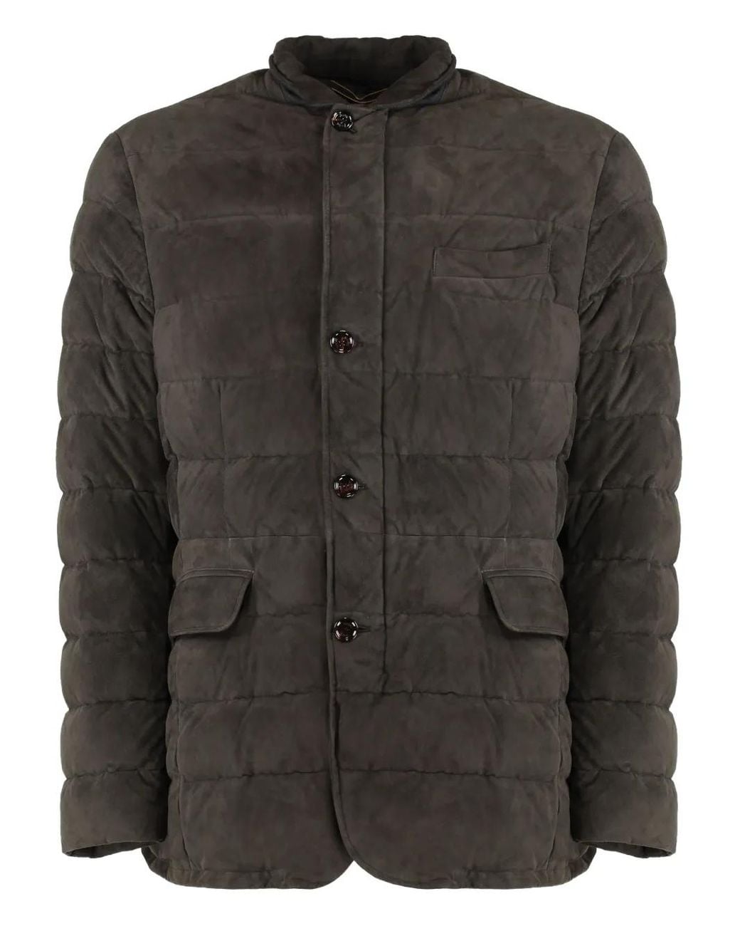 Moorer Black Suede Quilted Jacket for men