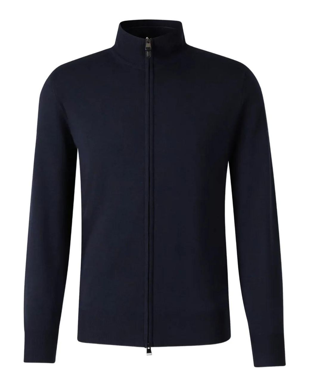 Canali Blue High-Neck Zip-Front Cardigan for men