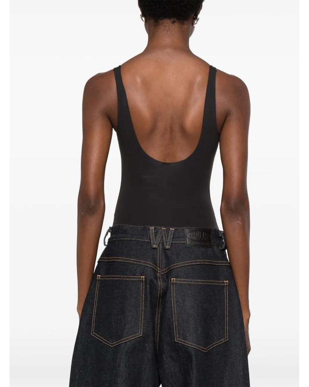Skims Black Square-Neck Bodysuit