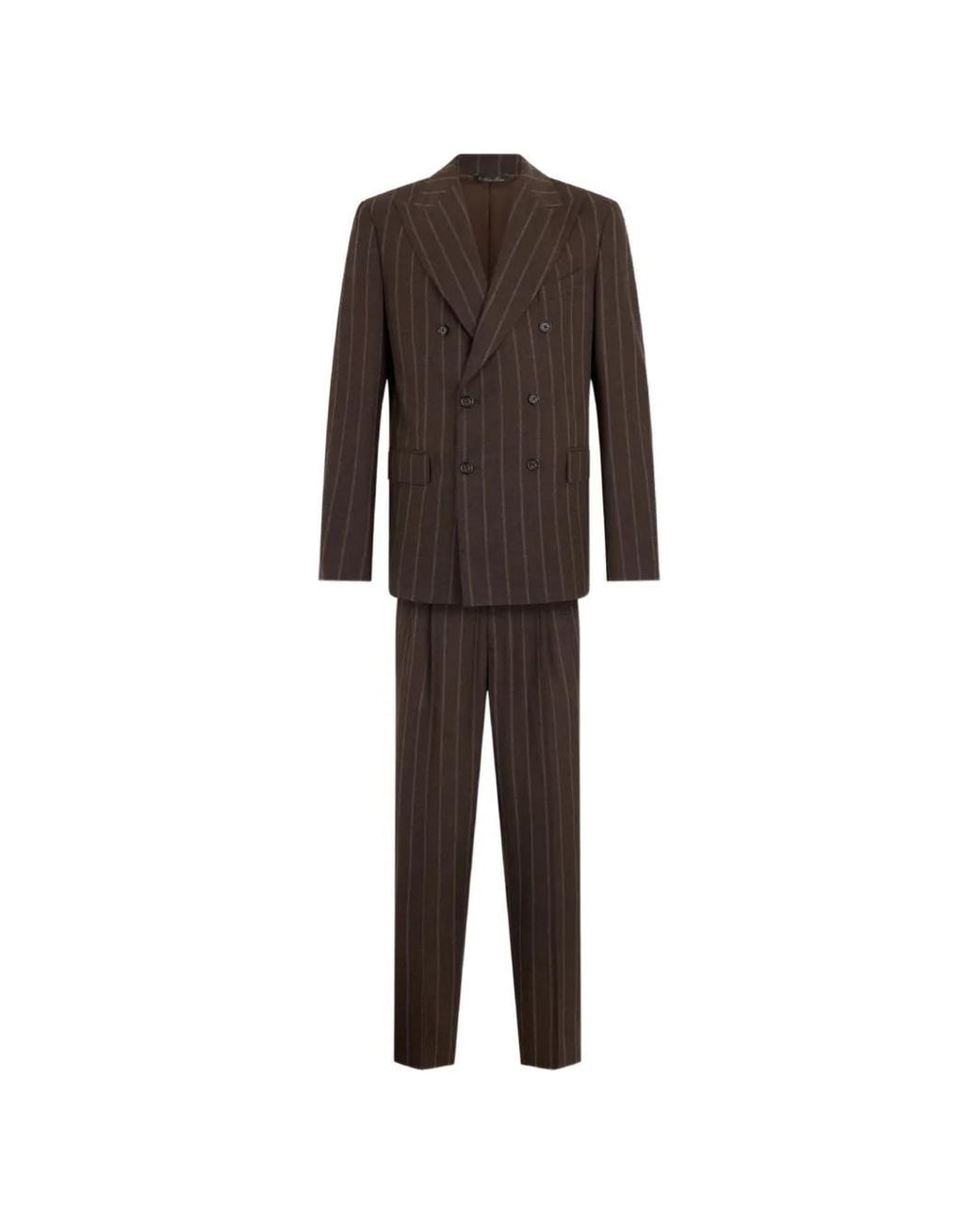 Brooks Brothers Brown Pinstripe Double-Breasted Suit for men