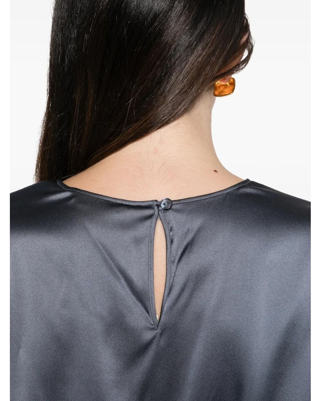 Max Mara Blue Satin-Finish Long-Sleeve Shirt
