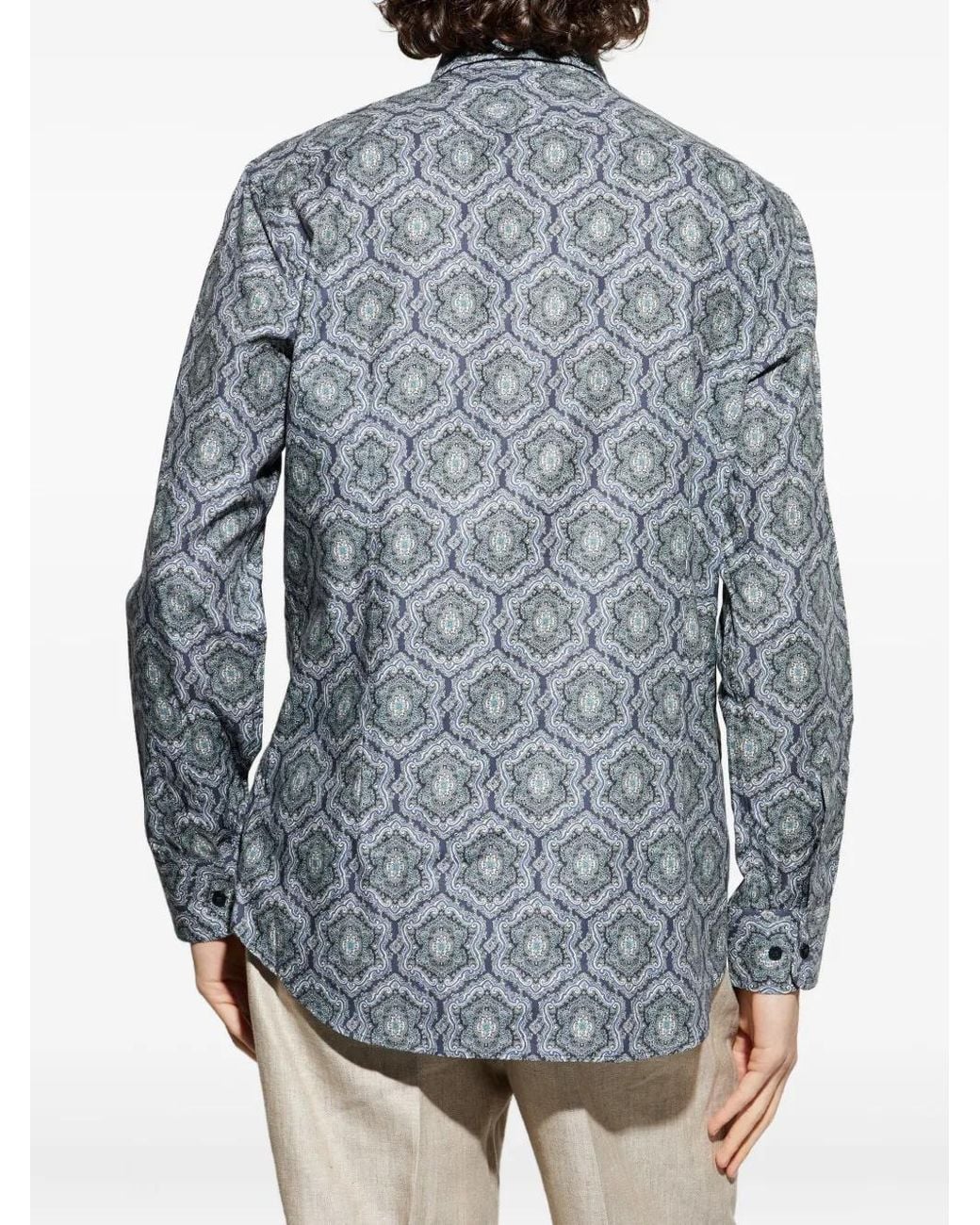 Etro Blue Patterned Shirt for men