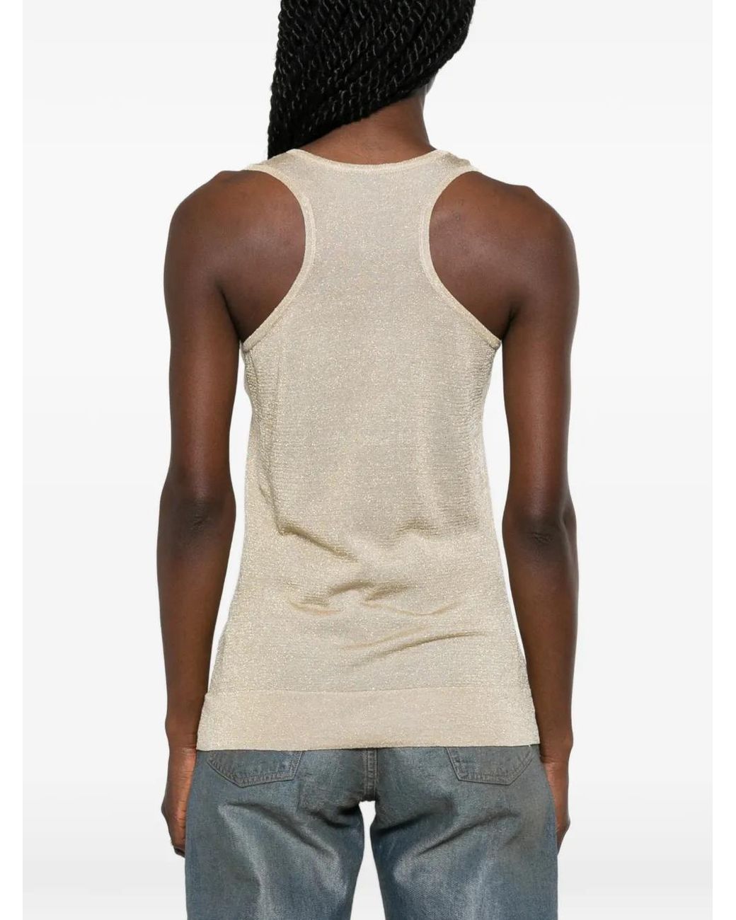 Snobby Sheep Natural Metallic-Effect Racerback Top