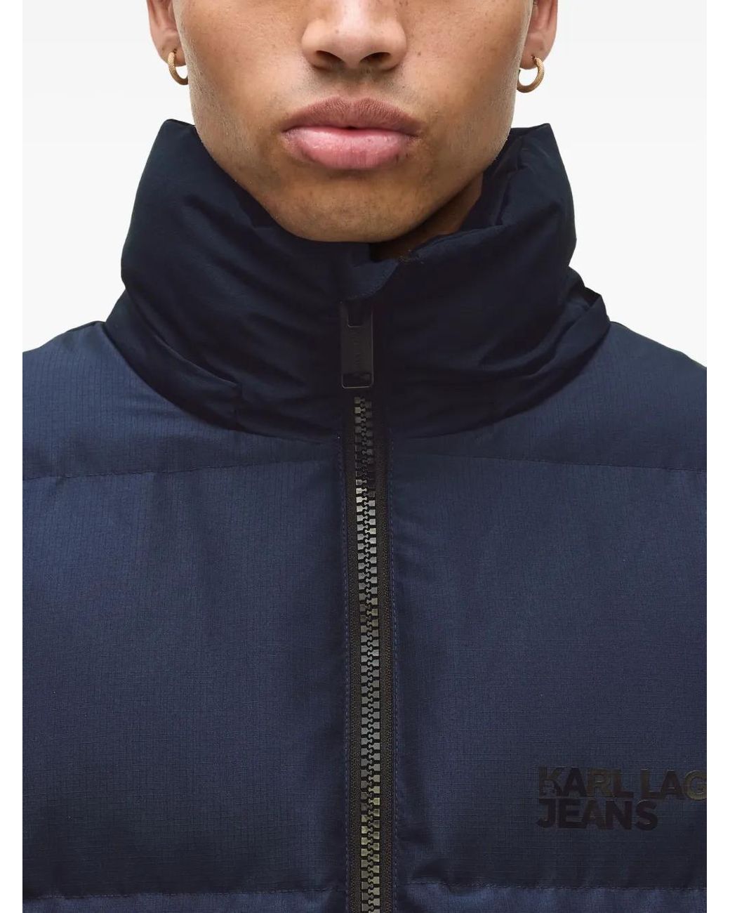 Karl Lagerfeld Blue Structured Giubbino Jacket With Ribbed Details for men