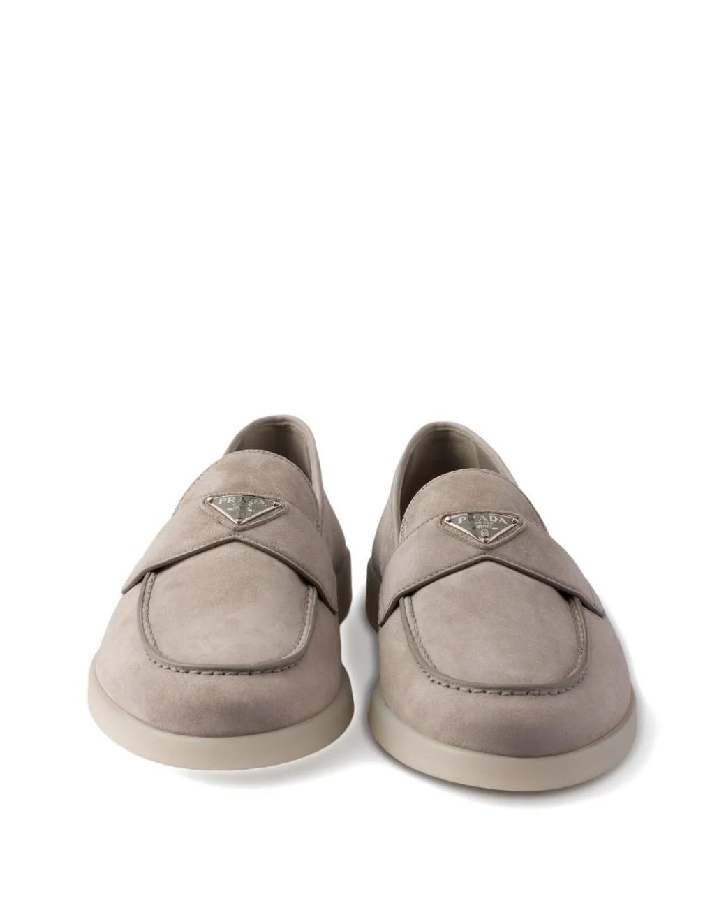 Prada Gray Suede Loafers for men